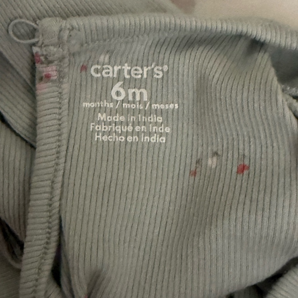 Carter's blue grey Ribbed Baby Bodysuit with floral Print - Picture 5 of 8